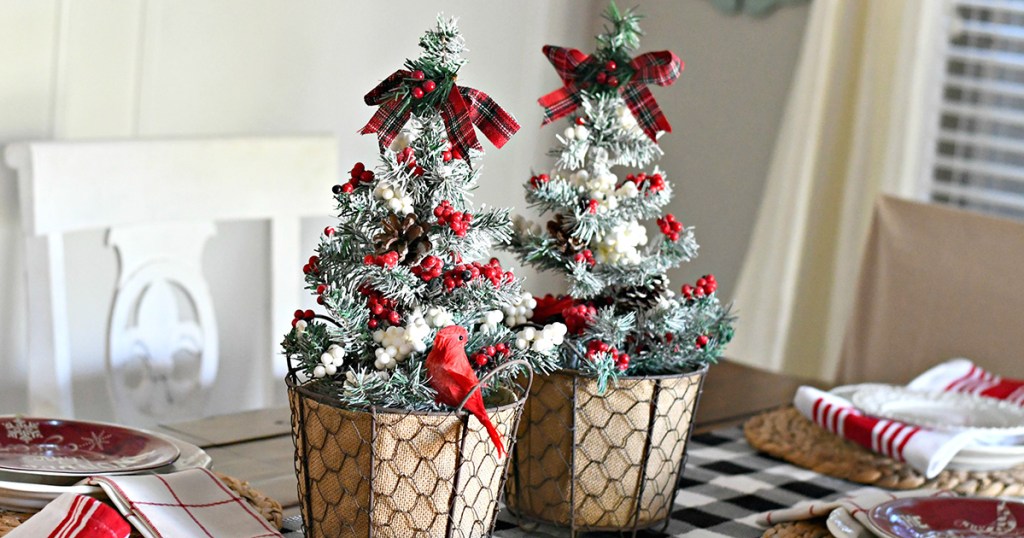 dollar tree diy christmas decor on table