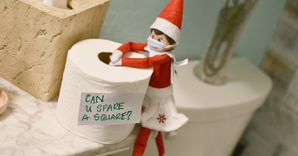 elf on the shelf with toilet paper covid idea