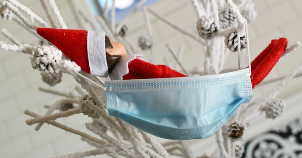 facemask as a hammock elf on the shelf