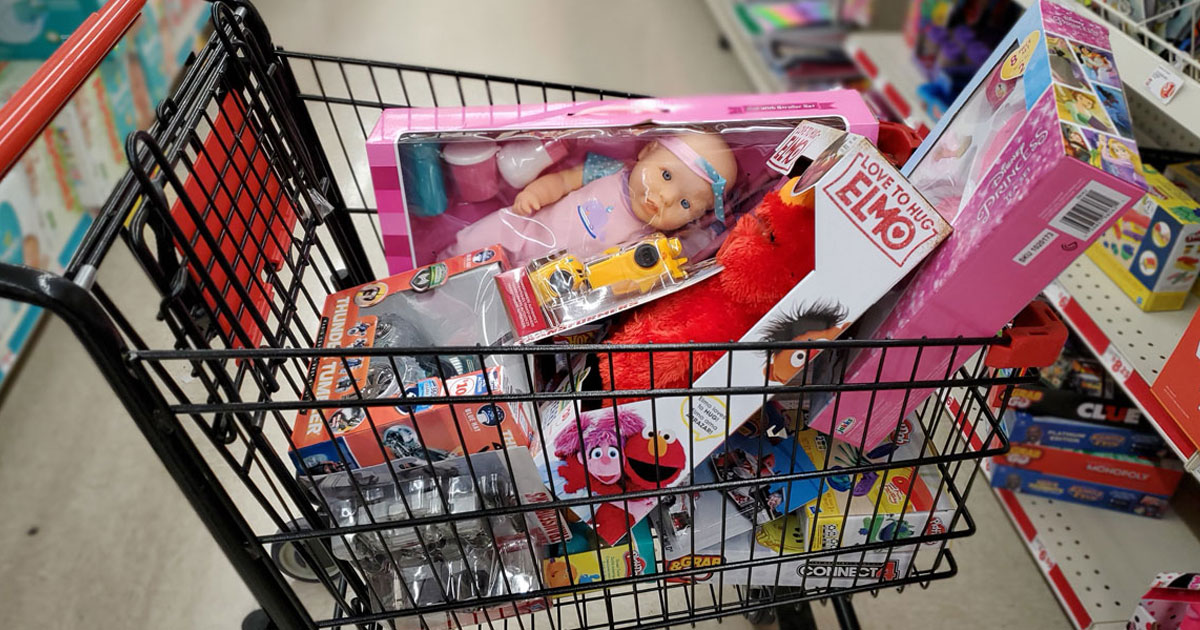 cart full of toys, doll, ELMO and more