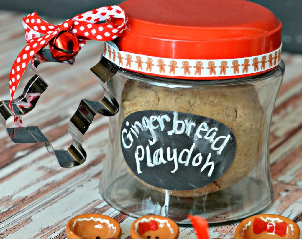 homemade gingerbread playdough gift in a jar 