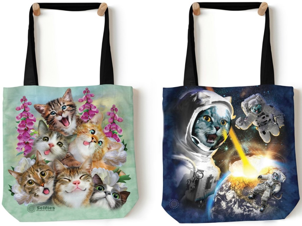 tote bags with cat pictures on them