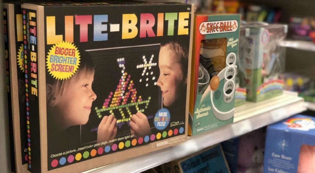 lite brite toy sitting on store shelf 