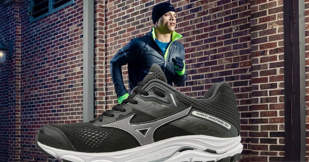 man running and a shoe in front of him