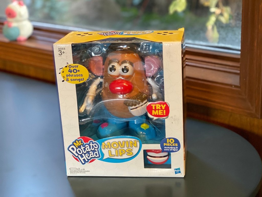 mr potato head moving lips in new box on table