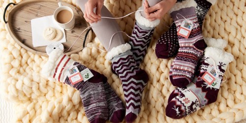 MUK LUKS Jojoba Infused Faux Shearling Cabin Socks 5-Pair Set Only $23.44 Shipped at QVC