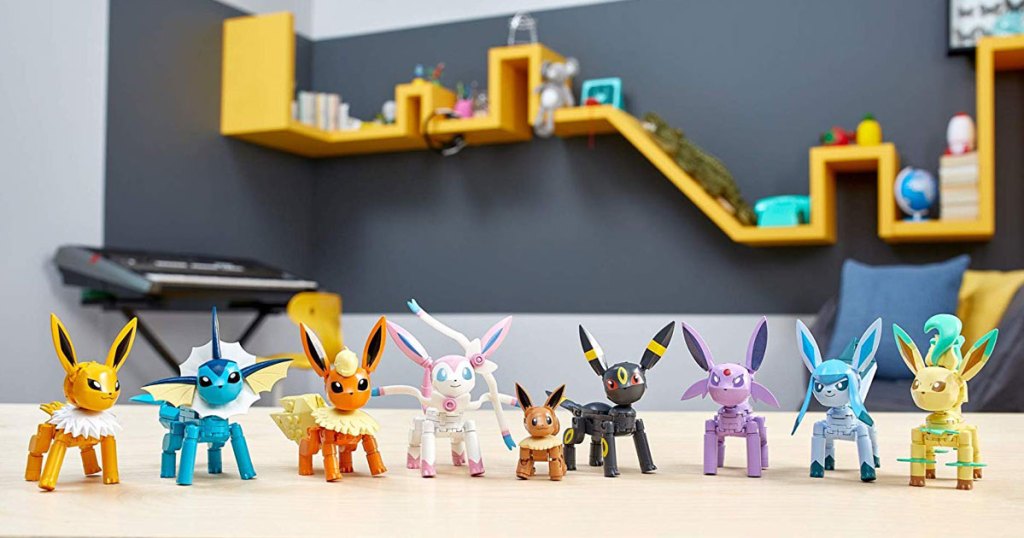 set up of the game Mega Construx Pokemon Every Eevee Evolution! Pack