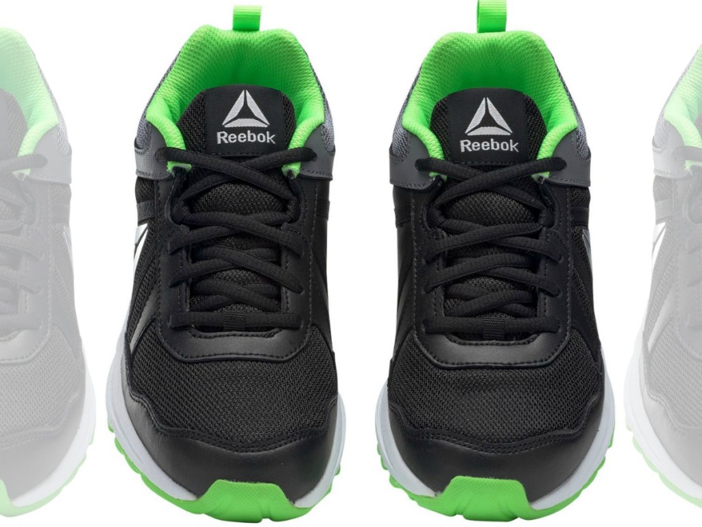 kids shoes in green and black