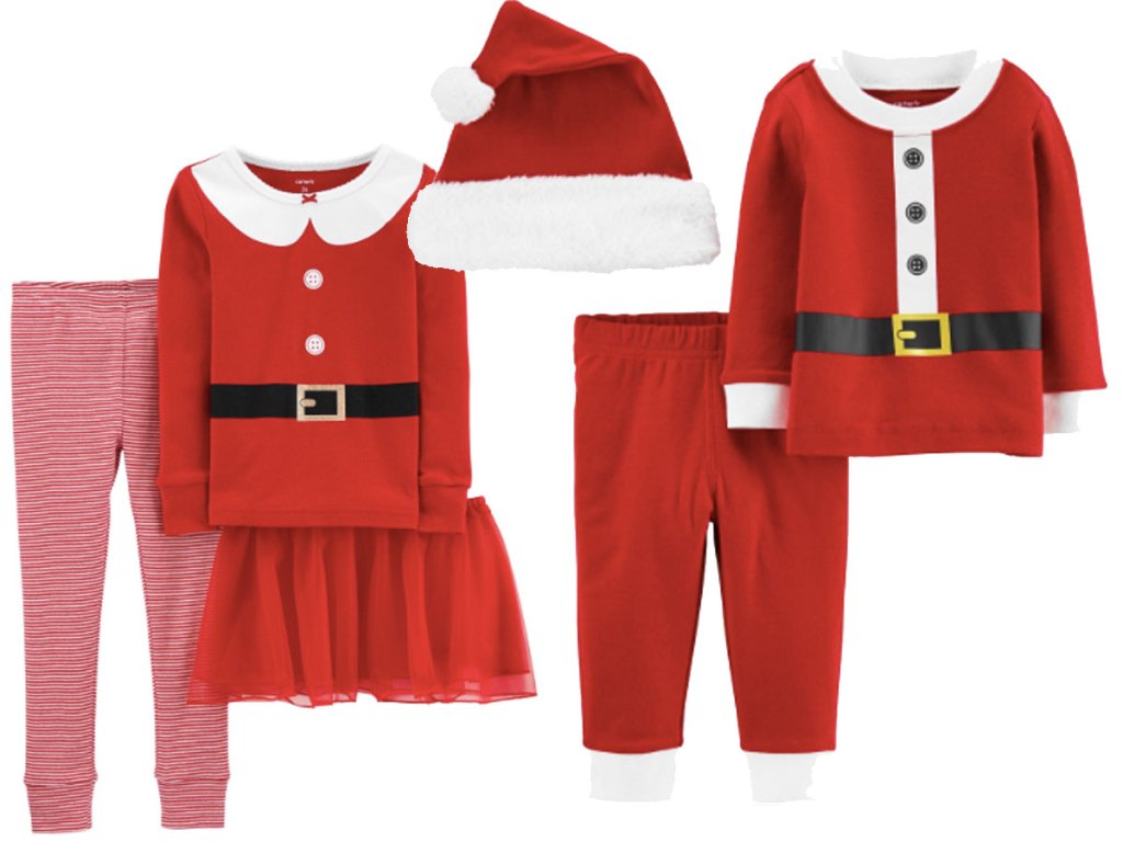 3-Piece Christmas Santa Suit Snug Fit Cotton PJs stock image