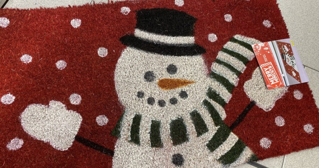 snowman coir welcome mat