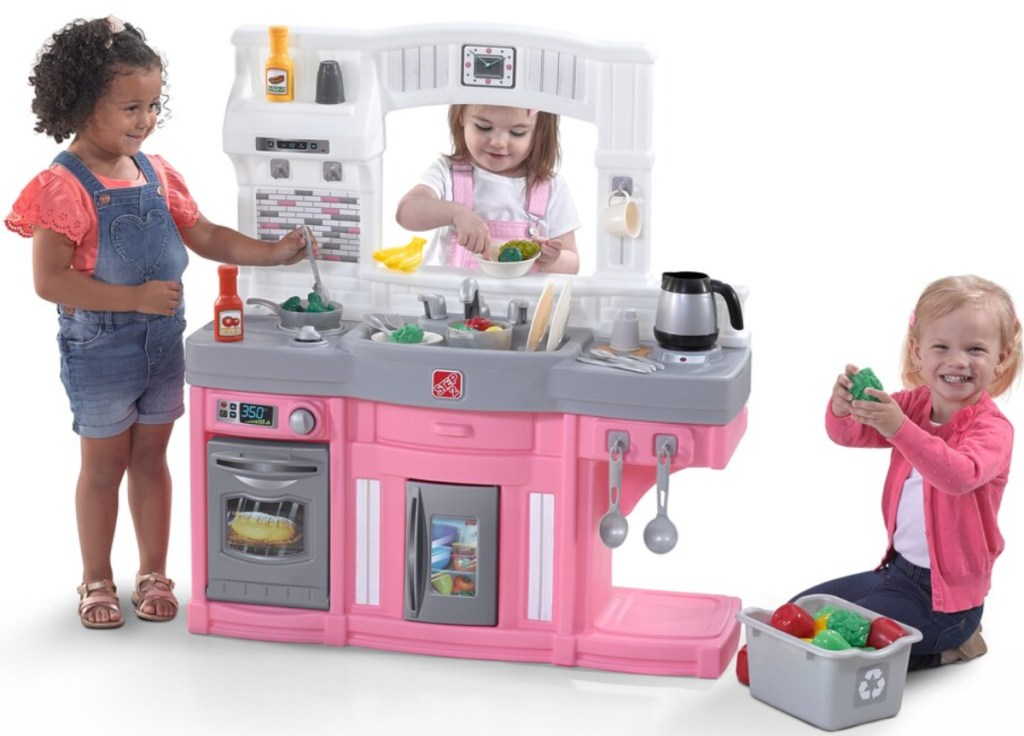 Step2 Play Kitchen with accessories and kids playing