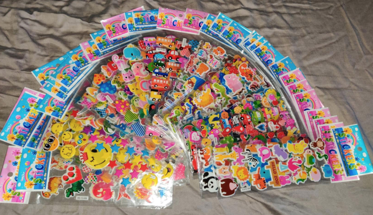 pack of colorful stickers on sheet