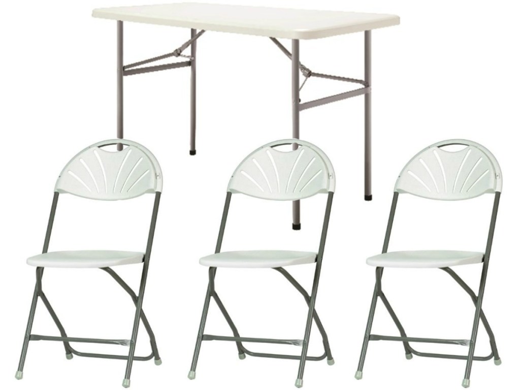 white table and three chairs