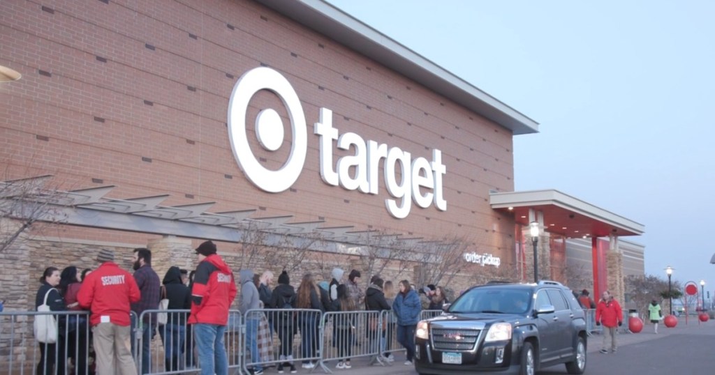 line of people outside Target when is black friday