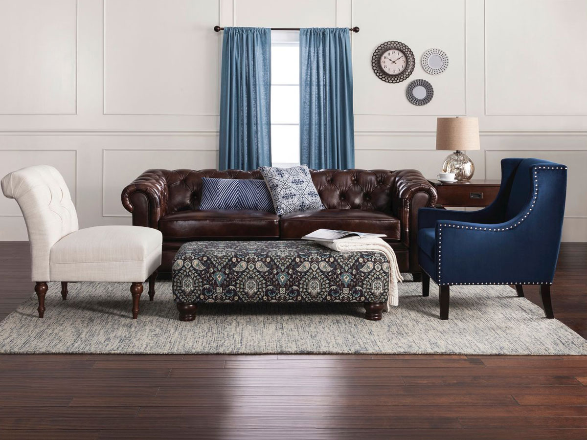 Threshold Jackson Wingback Chair Velvet Navy