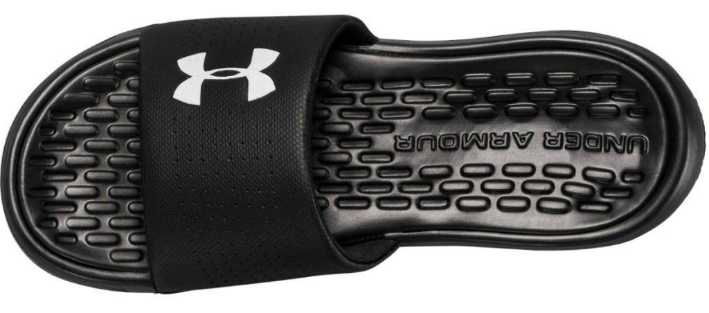 black sandal with Under Armour logo