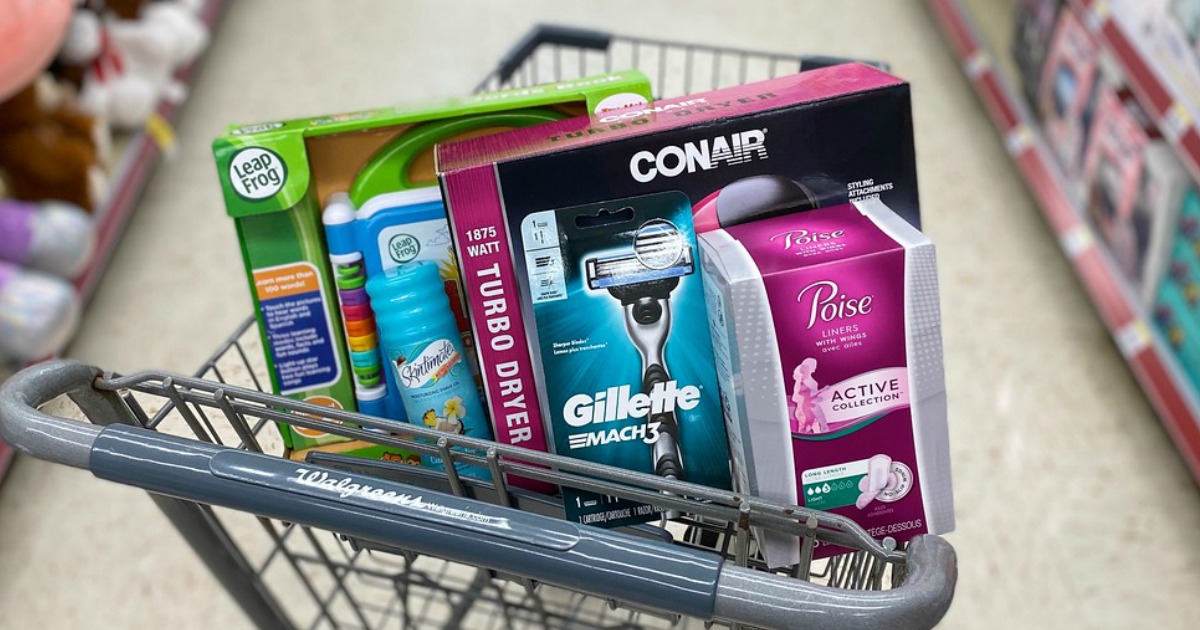 leapfrog, skintimate, conair, gillette and poise products at walgreens