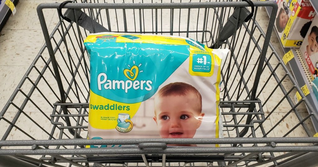 jumbo pack diapers on the floor in a store