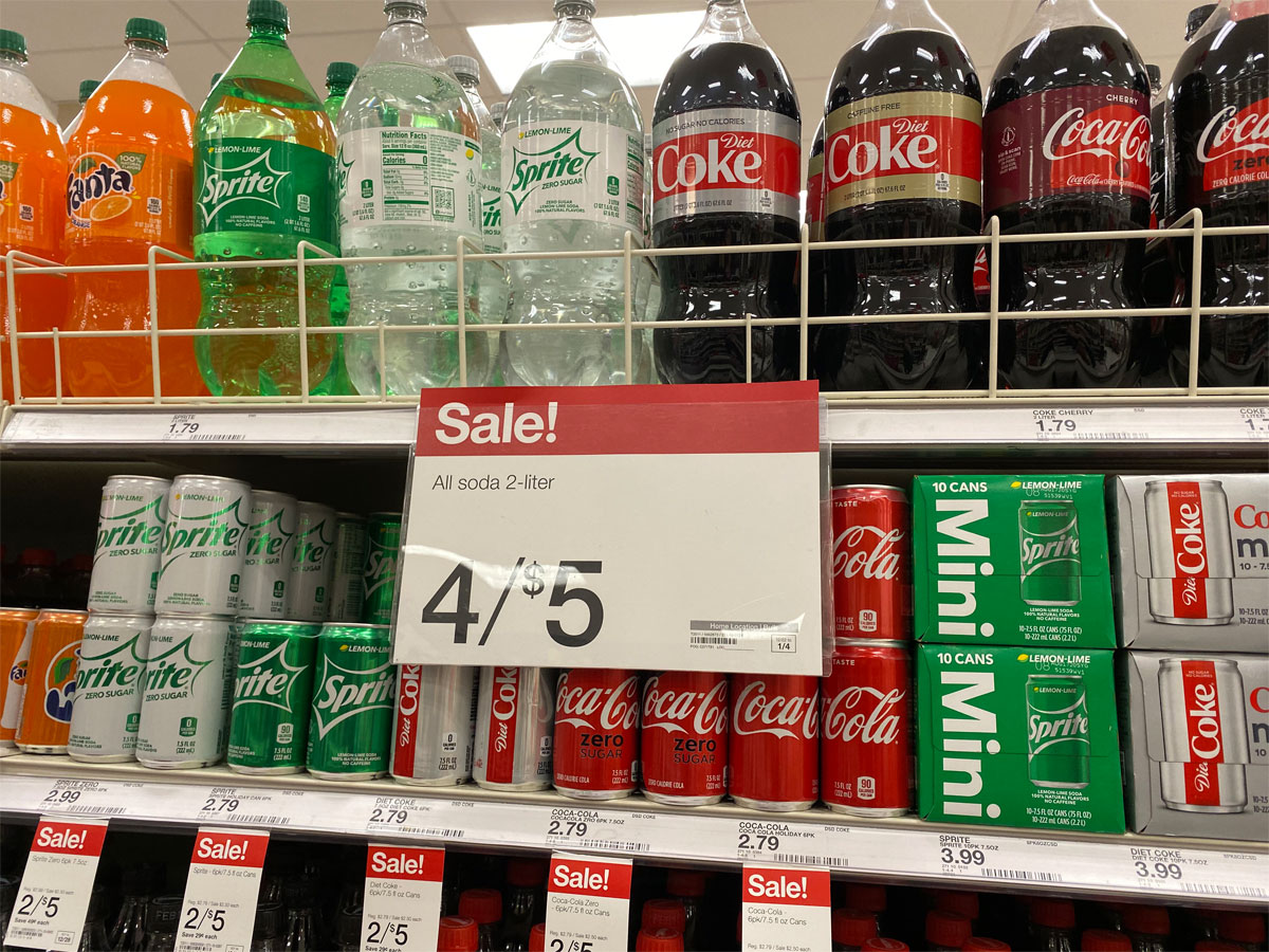 sprint fanta diet coke and more 2 liter soda on shelf in target