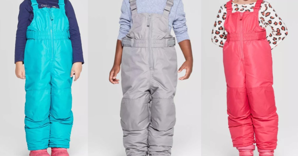 Kids wearing Cat & Jack Snow bibs