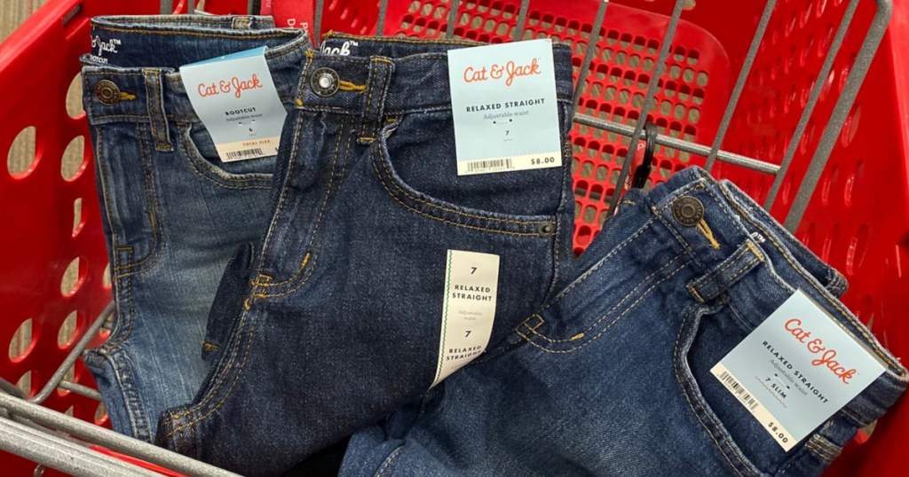 Cat & Jack Kids Jeans in Target shopping cart 