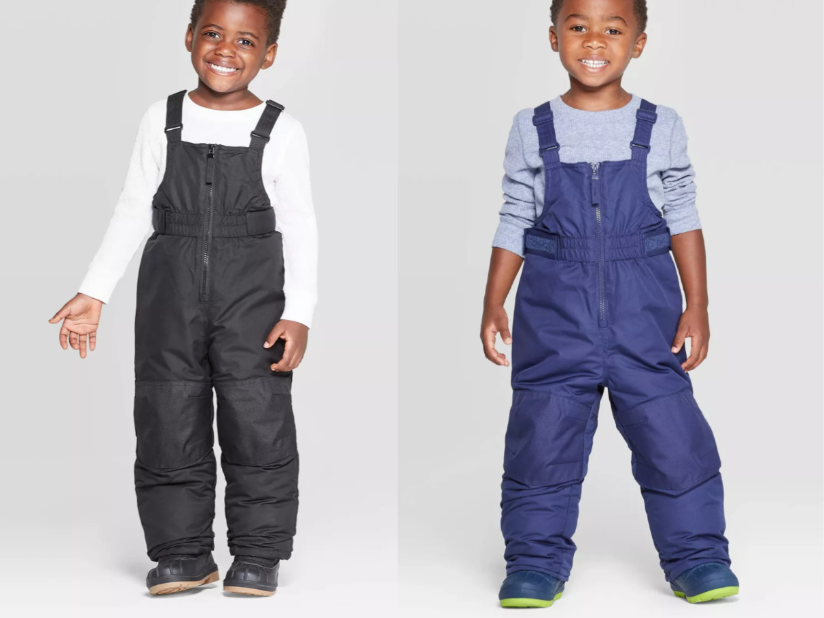 Kids wearing Cat & Jack Snow bibs