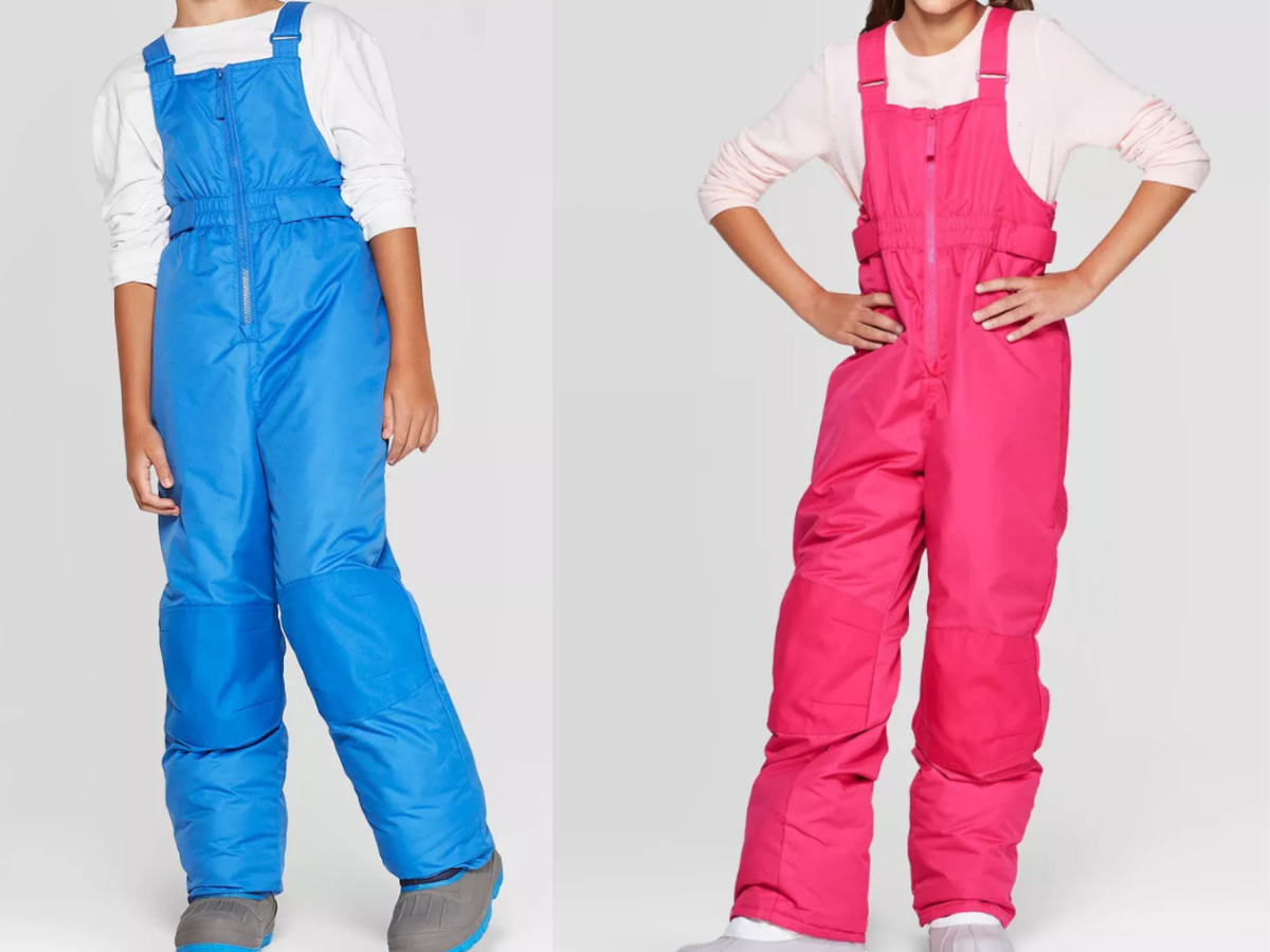 Kids wearing Cat & Jack Snow bibs