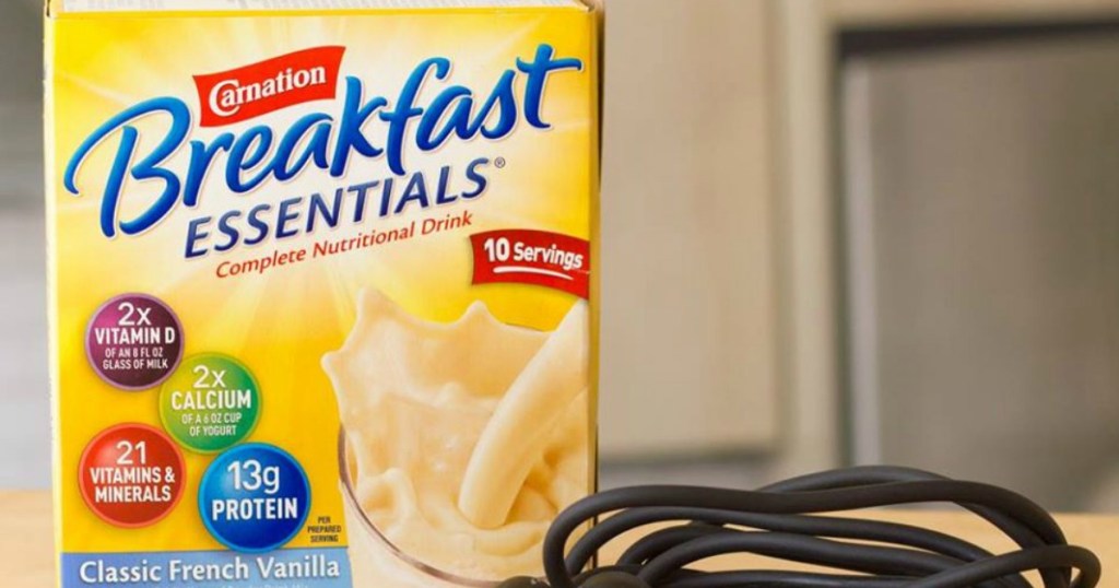 Carnation Breakfast Essentials box next to jump rope