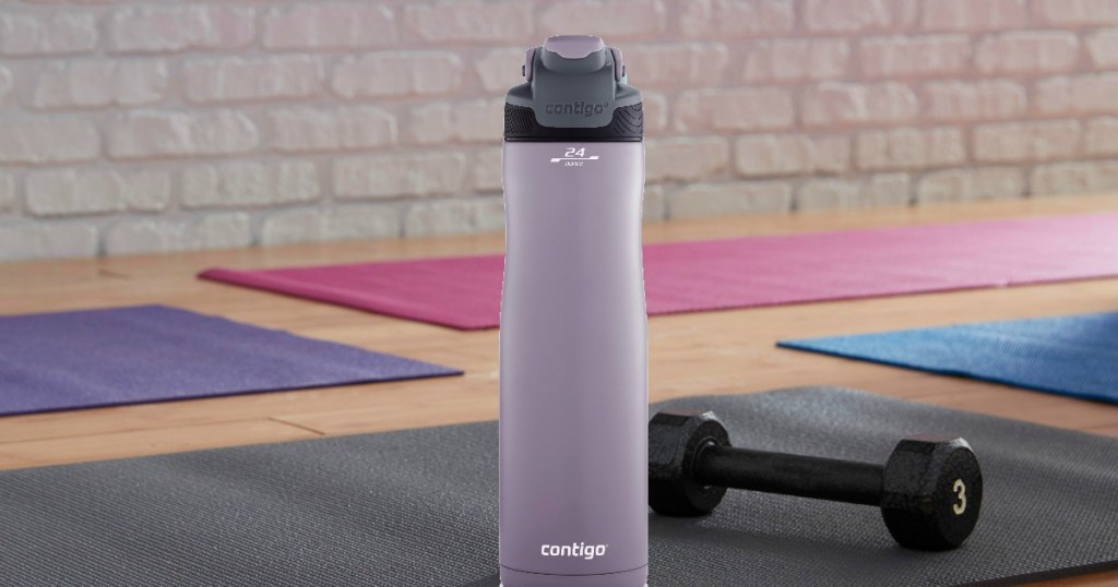 Contigo Water Bottle next to exercise mat