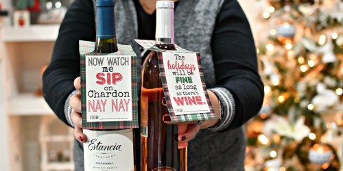Free Printable Christmas Wine Tags—Easy Hostess or Neighbor Gift Idea!
