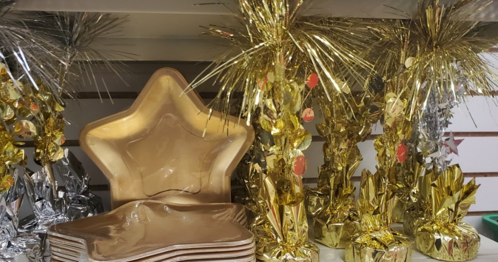 Dollar Tree New Years Eve Decorations on shelf
