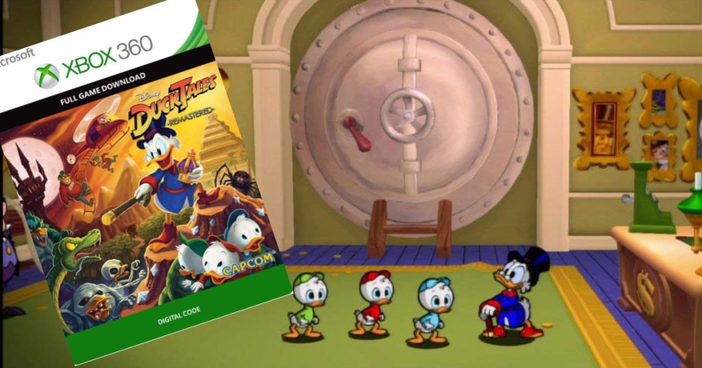ducktales game play screen grab with xbox 360 digital download card