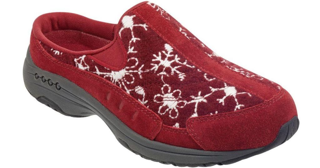 maroon Easy Spirit Snowflake TravelTime Mules