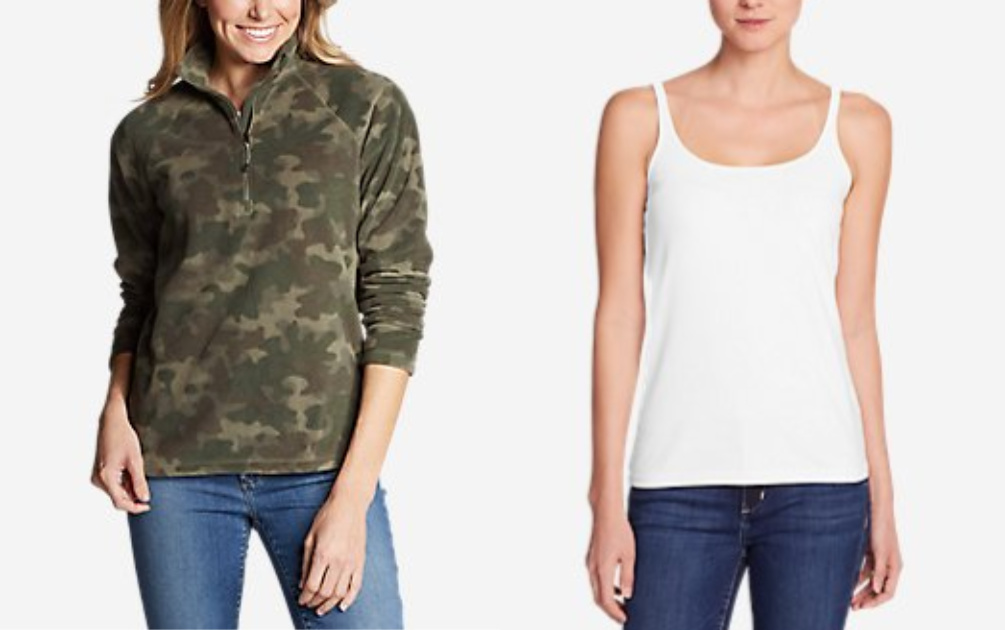 Eddie Bauer Women's tops camo jacket and white tank top