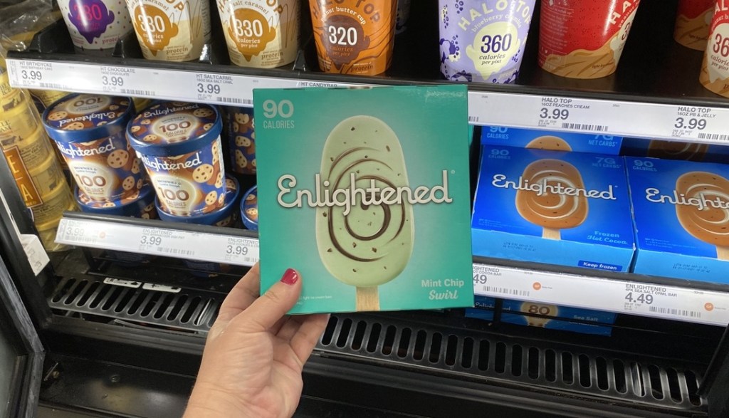 hand holding box of Enlightened Ice Cream Bars