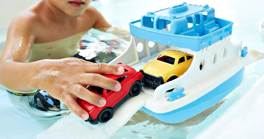 Green Toys Ferry Boat with Mini Cars Bathtub Toy