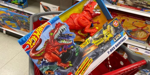 Hot Wheels T-Rex Rampage Playset + Diecast Car 5-Pack Only $26.99 Shipped at Target (Regularly $50)