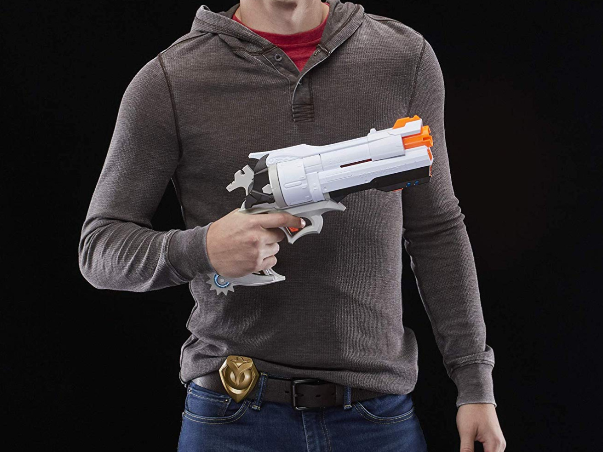 man holding nerf blaster