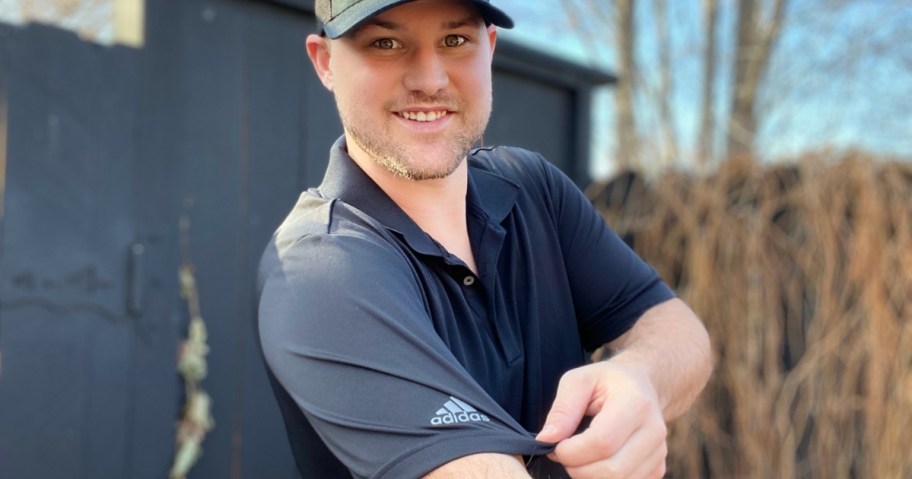 man wearing an adidas polo