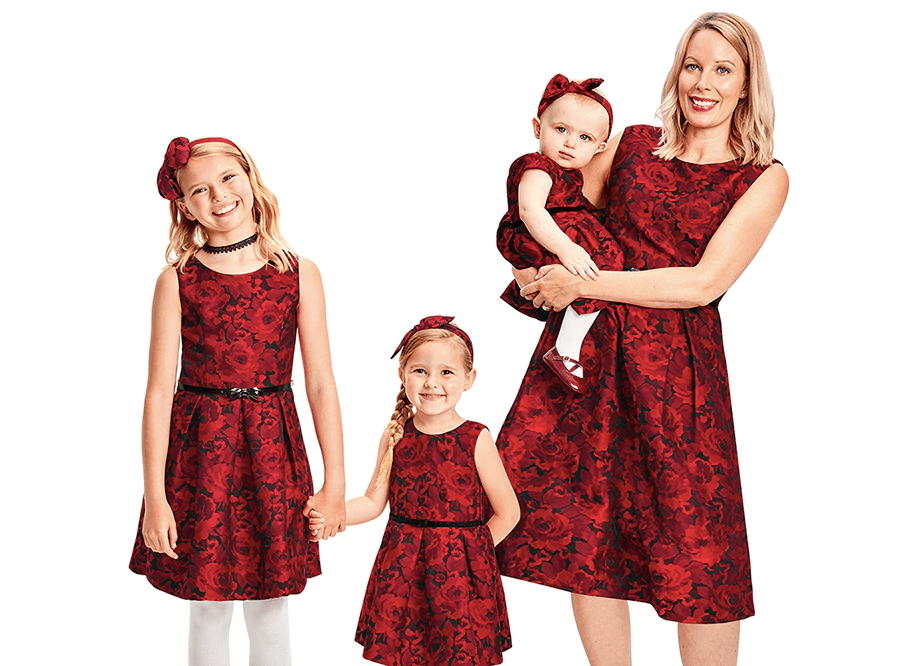 family wearing The Children's Place Matching Dresses