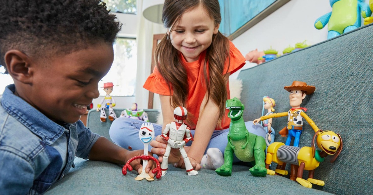 kids playing with Toy Story 4 Toys