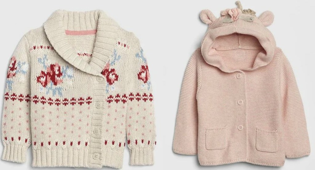 two small sweaters for babies