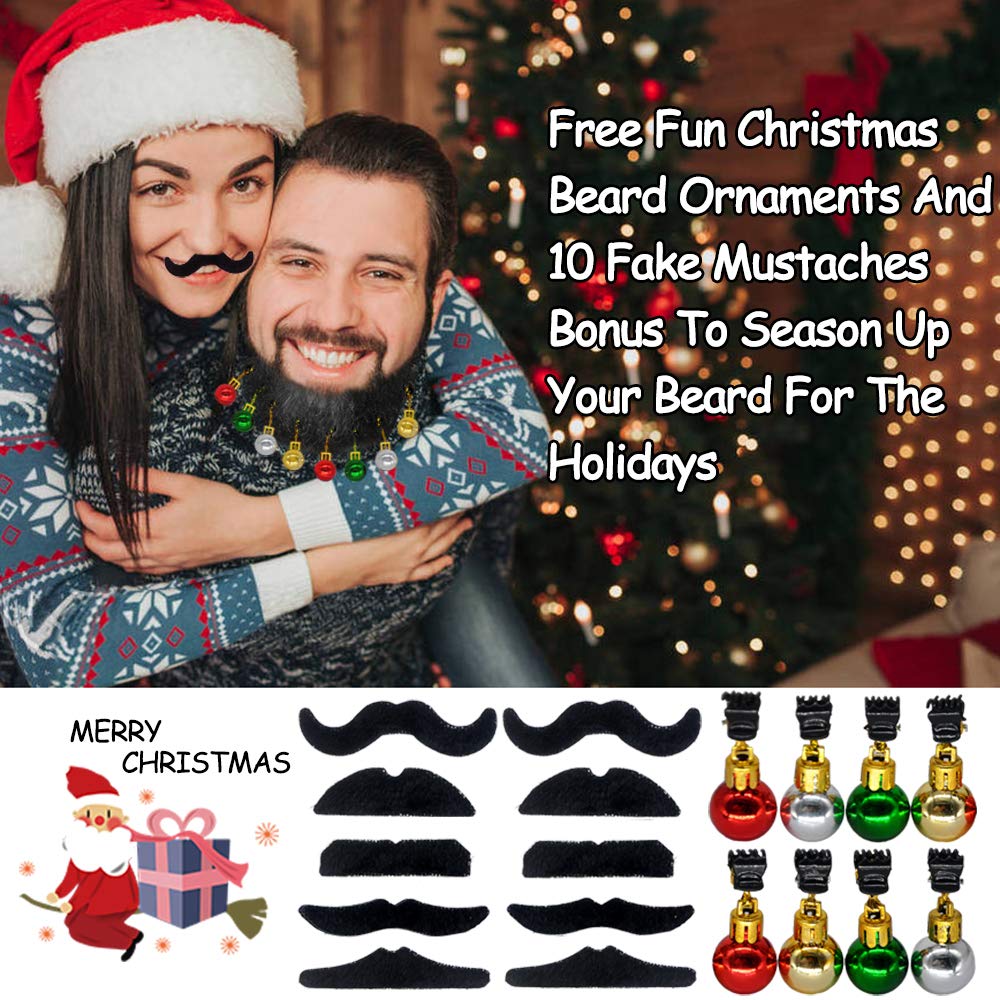 woman with mustache and man with ornaments on beard