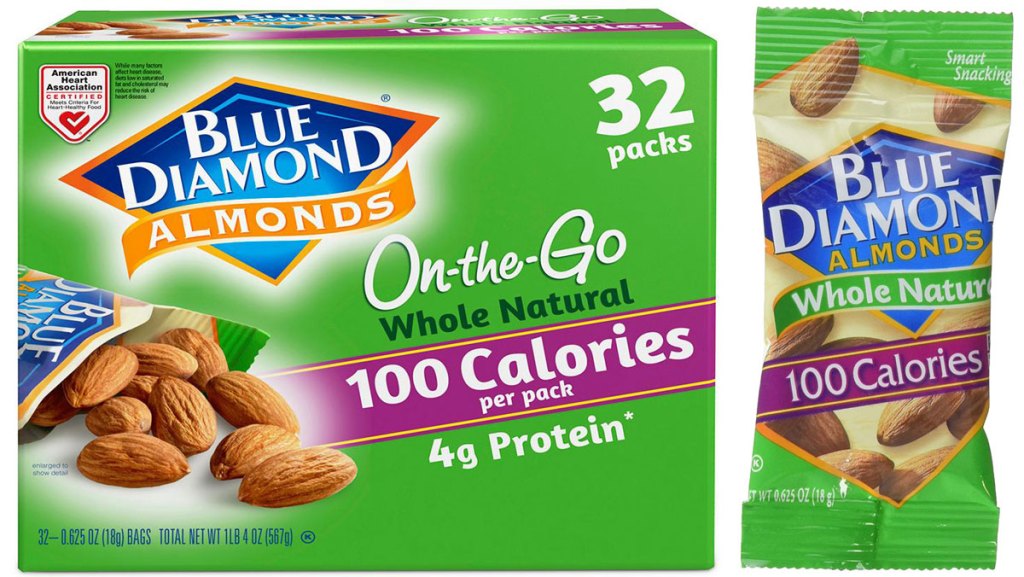 stock image of Blue Diamond Almonds Whole Natural Raw Almonds 100 Calorie On The Go Bags,