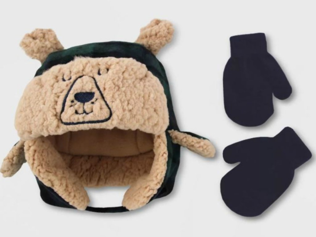 little hat with puppy ears and matching gloves