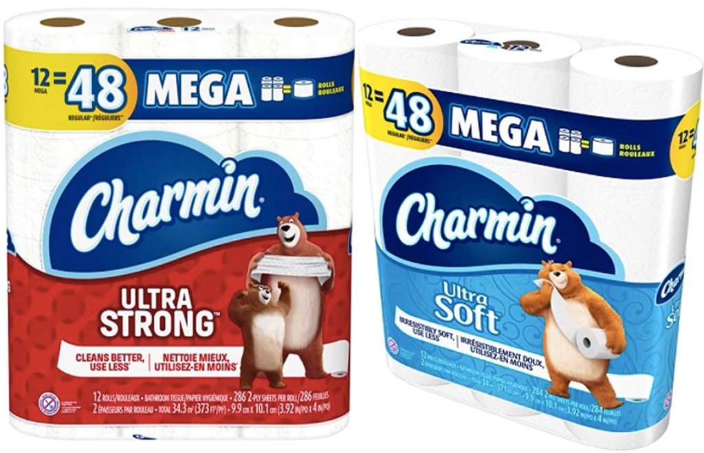 stock images of charmin ultra strong and ultra soft bath tissues