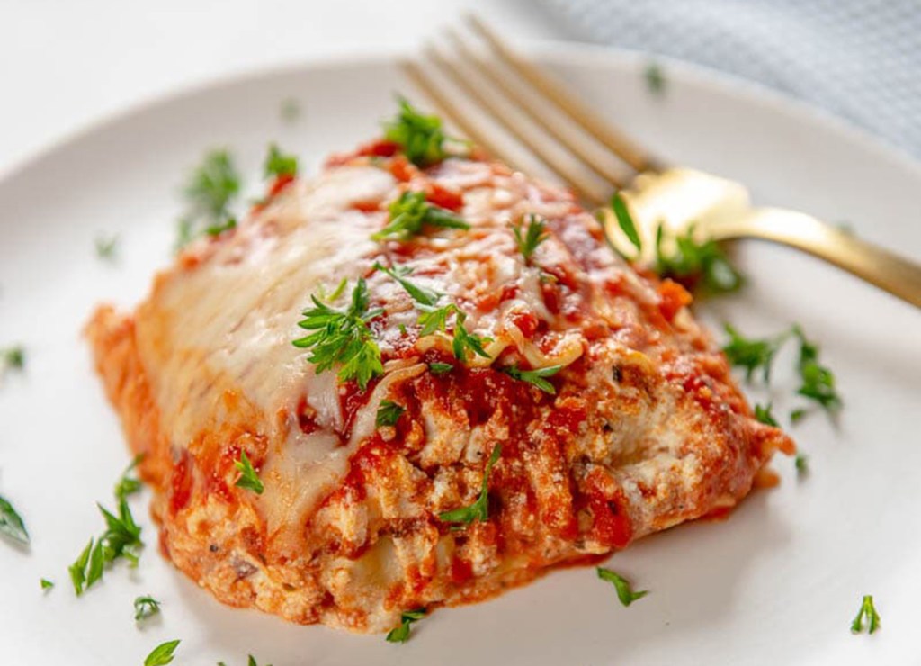 easy crock-pot lasagna on plate