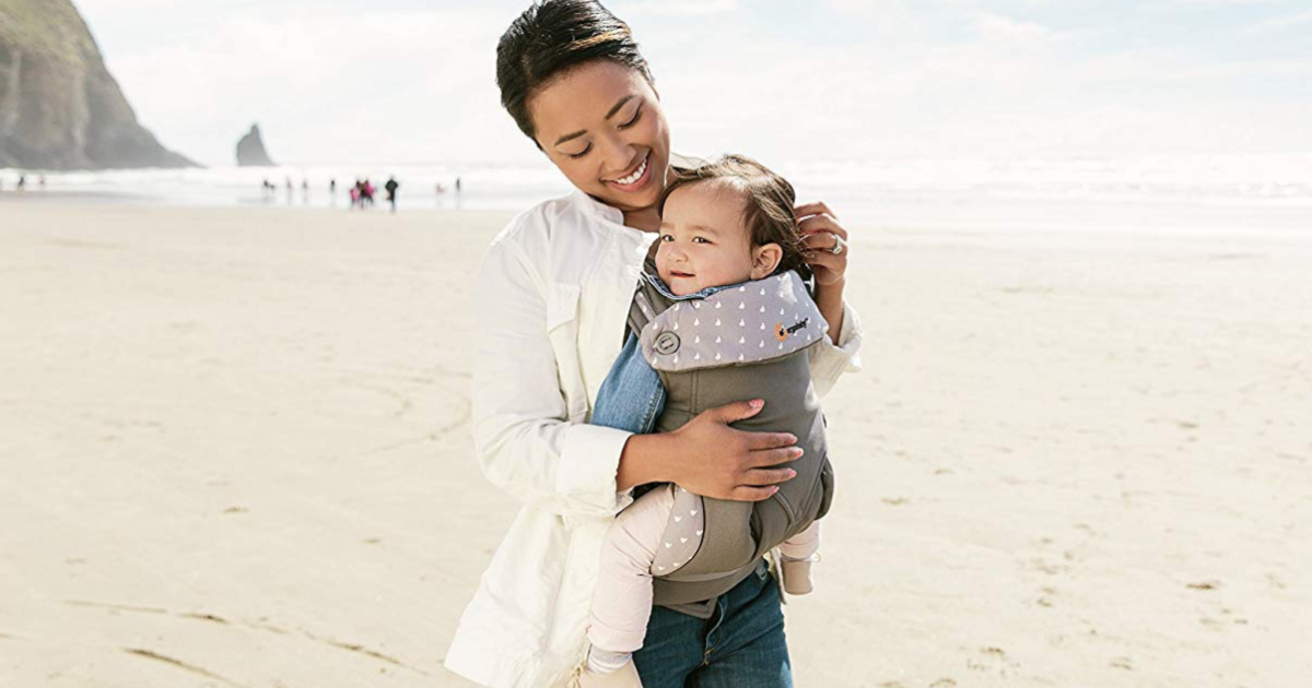 woman wearing baby carrier