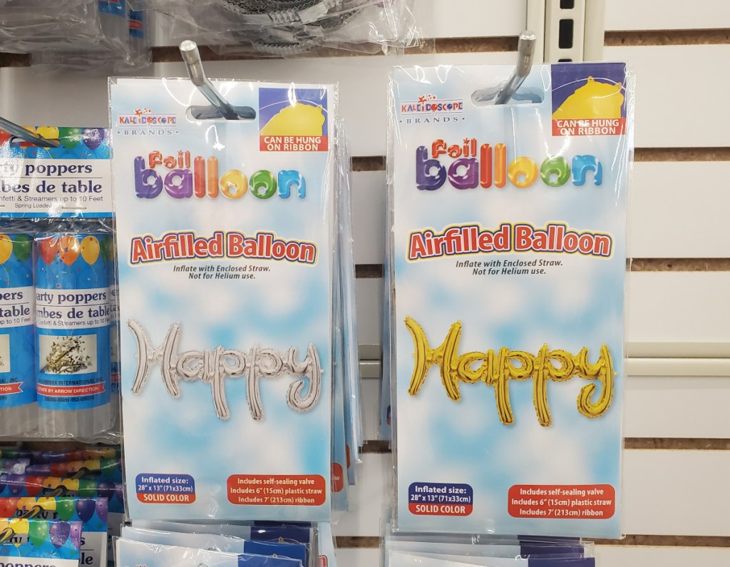 foil balloons at Dollar Tree