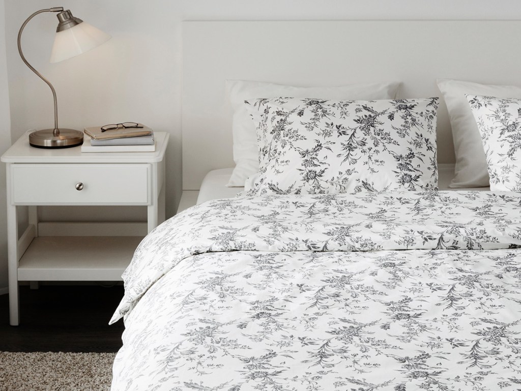 IKEA black and white floral bedding